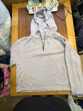 Womens Light Purple Half-Zip Hooded Sweater